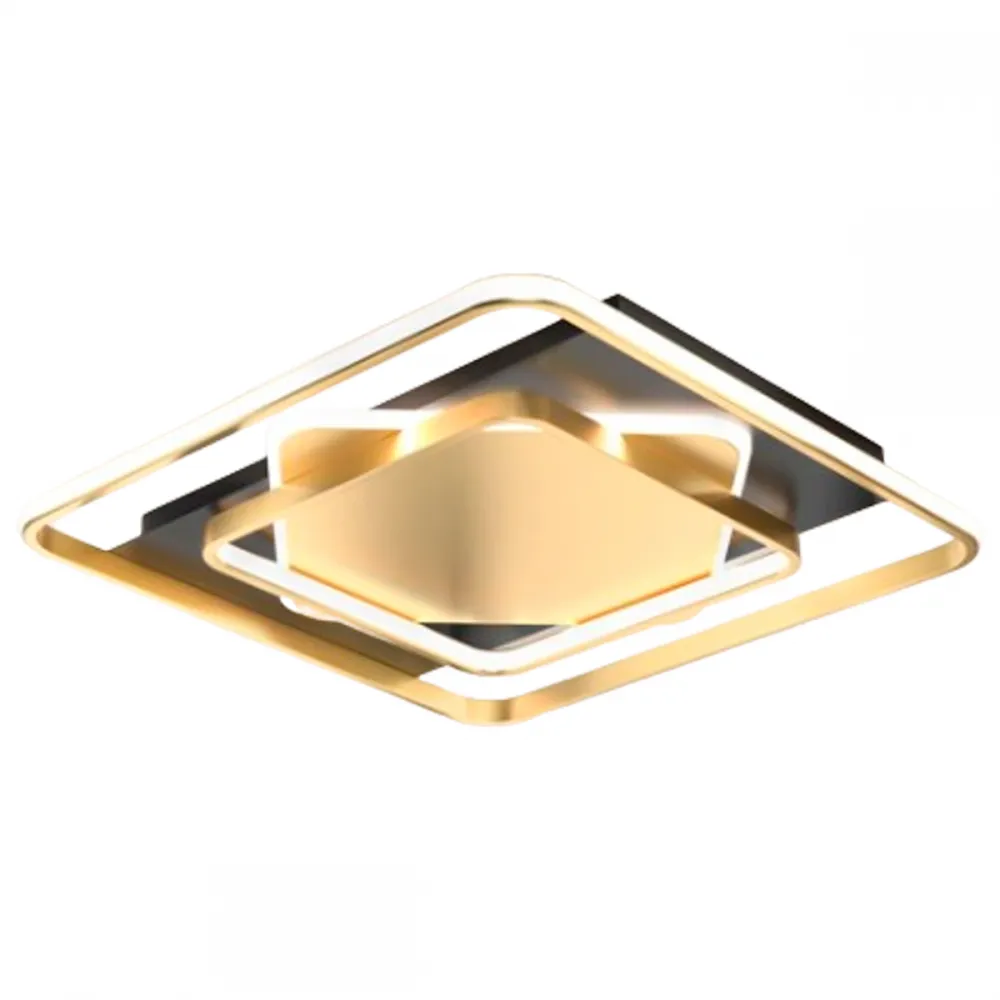 Luminária Plafon Brachium Quadrado 36w - Preto E Dourado