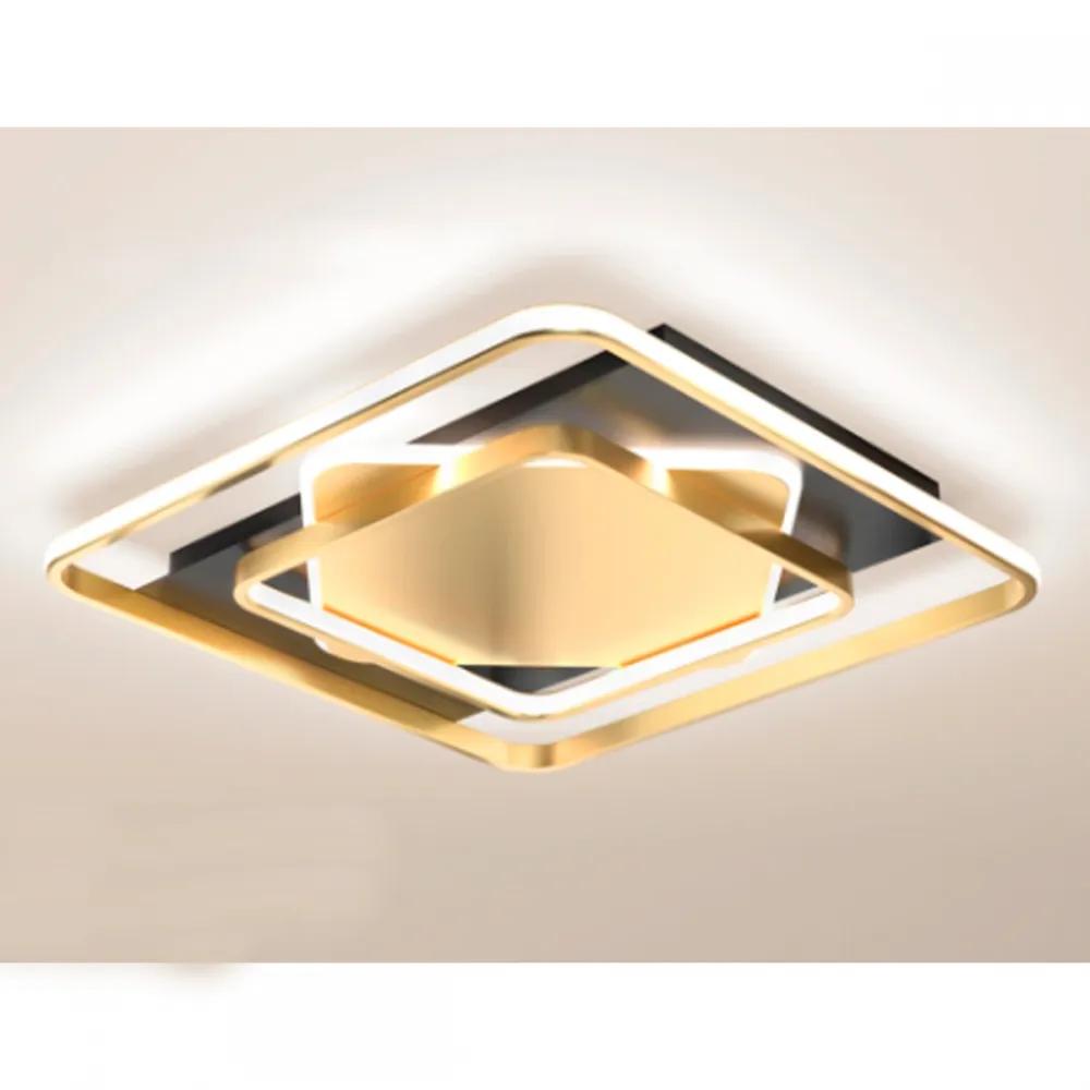 Luminária Plafon Brachium Quadrado 36w - Preto E Dourado - Imagem 2