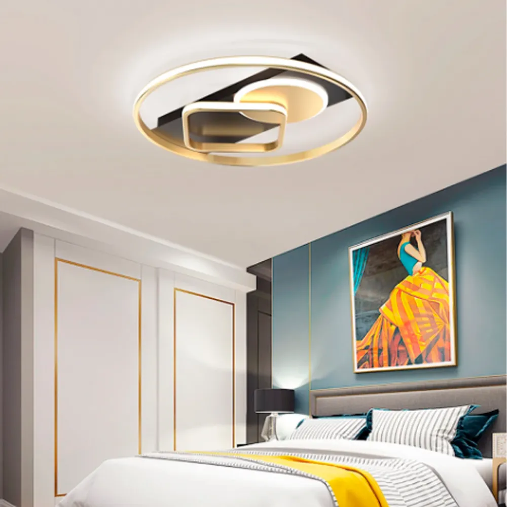 Luminária Plafon Brachium Redondo 36w - Preto E Dourado - Imagem 2