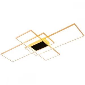 Luminária Plafon Thuban 70w 3000k - Preto E Dourado Brilho
